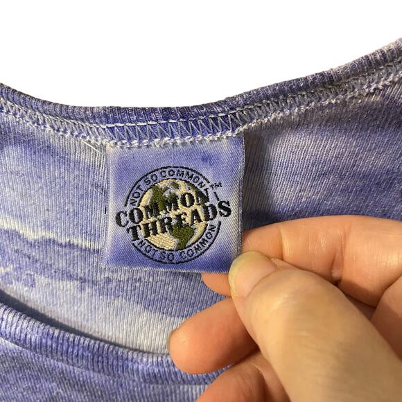 Common Threads Women’s Large Tie-Dye Maxi Purple Aqua 100% Cotton Made in USA - Picture 4 of 10